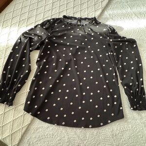 Adrianna Papell Black Blouse with White Dots